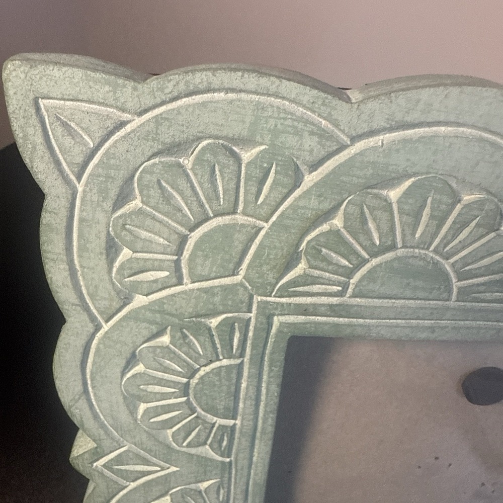 Sheffield Home Southwestern Turquoise Colored Aztec Stone Carved 4x6 Frame - Picture 2 of 4